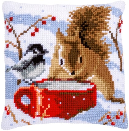 Front Cushion: Squirrel and Tit