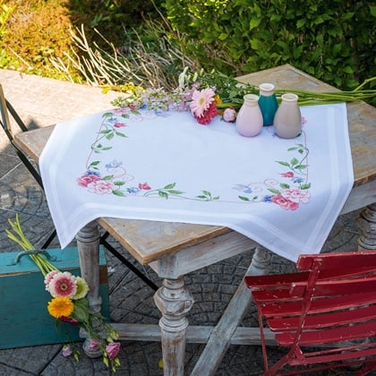 Squared Tablecloth - Flowers & Butterflies