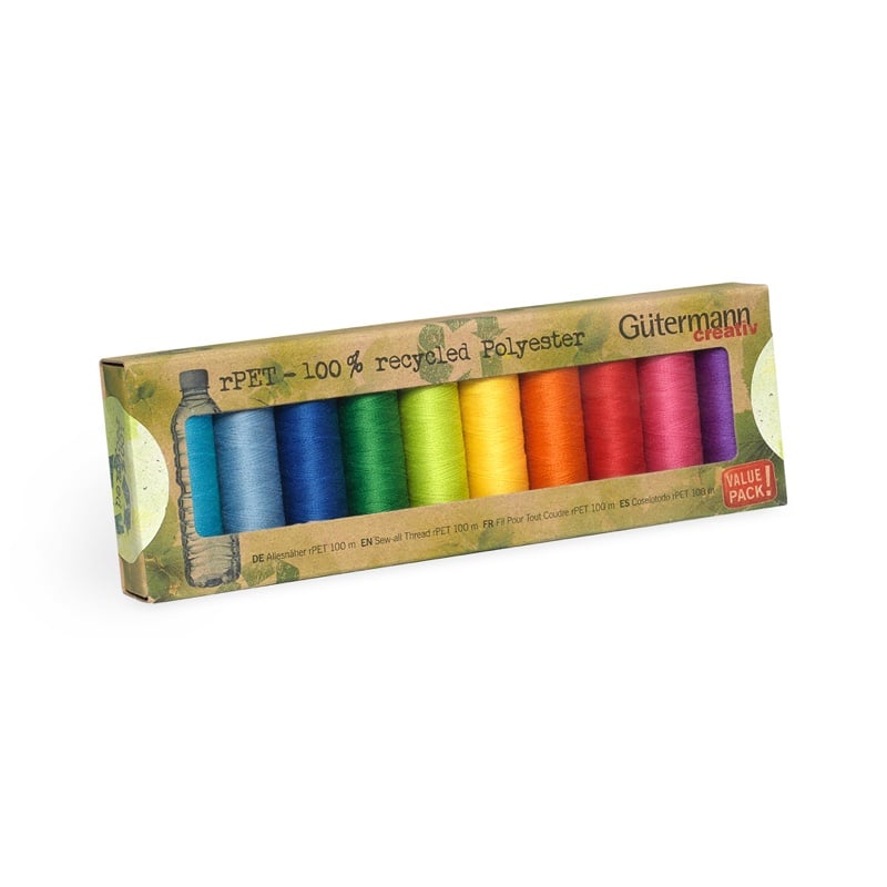 100% Recycled Polyester Sewing Thread Set - Bright From Gütermann - Sew-all  Thread 100mt. - Threads & Yarns - Casa Cenina