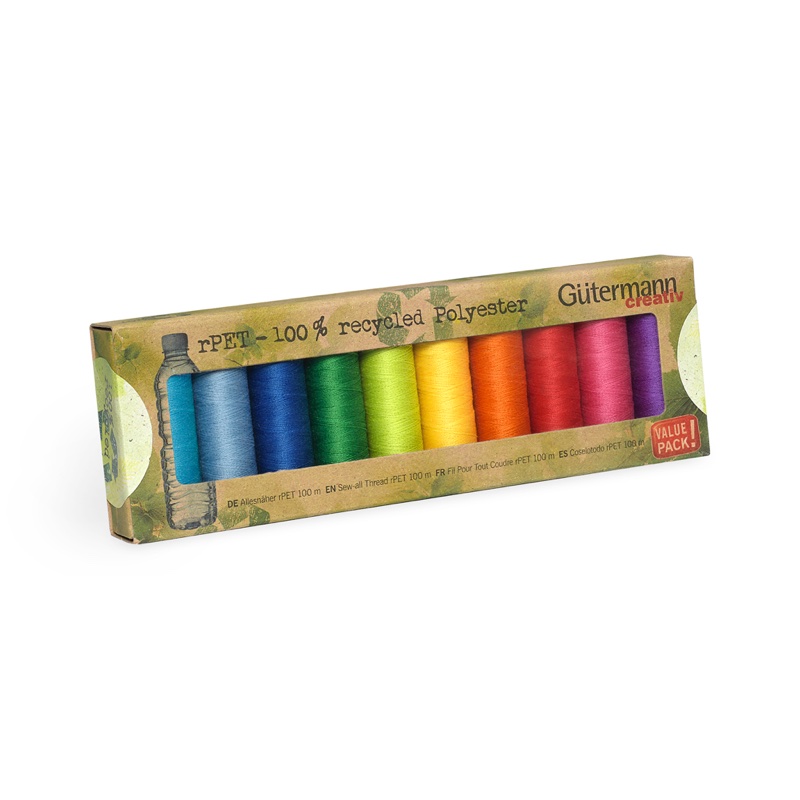 100% Recycled Polyester Sewing Thread Set - Bright From Gütermann