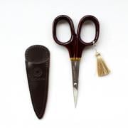 Shunuri small scissors with gold lacquer art - Brown