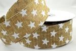 Ribbon 25mm - Christmas Stars - Natural