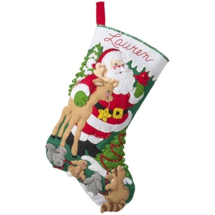 Forest Greetings Felt Stocking Applique