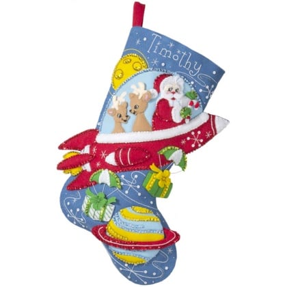 Rocket Ship Santa Felt Stocking Applique From Bucilla - Bucilla - Kits -  Casa Cenina