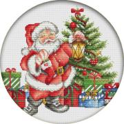 Christmas Gifts Magnet (Santa holding lantern & stocking)
