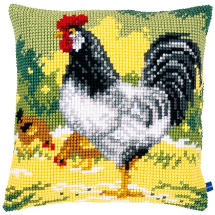 Front Cushion: White Rooster