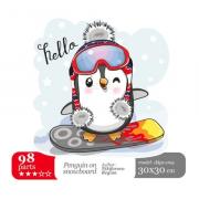 Penguin on Snowboard