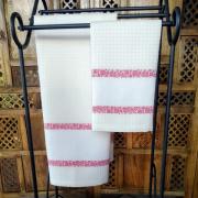 Couple of bath towels - Honeycomb - Red