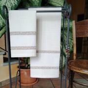 Couple of bath towels - Honeycomb - Ecru