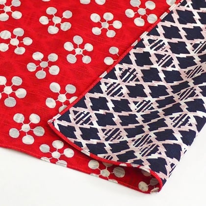 Fuku Furoshiki - Japanese Apricot/Pine and Bamboo Red/Navy