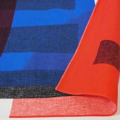 Masaru Suzuki Double-Face Furoshiki - Stripe Horse Blue & Red
