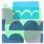 Masaru Suzuki Double-Face Furoshiki - Water Bird Green & Navy Bl