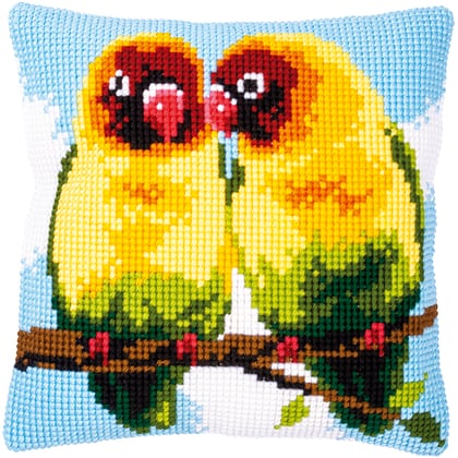 Front Cushion: Lovebirds