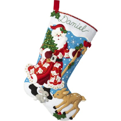 Timeless St Nick Felt Stocking Applique