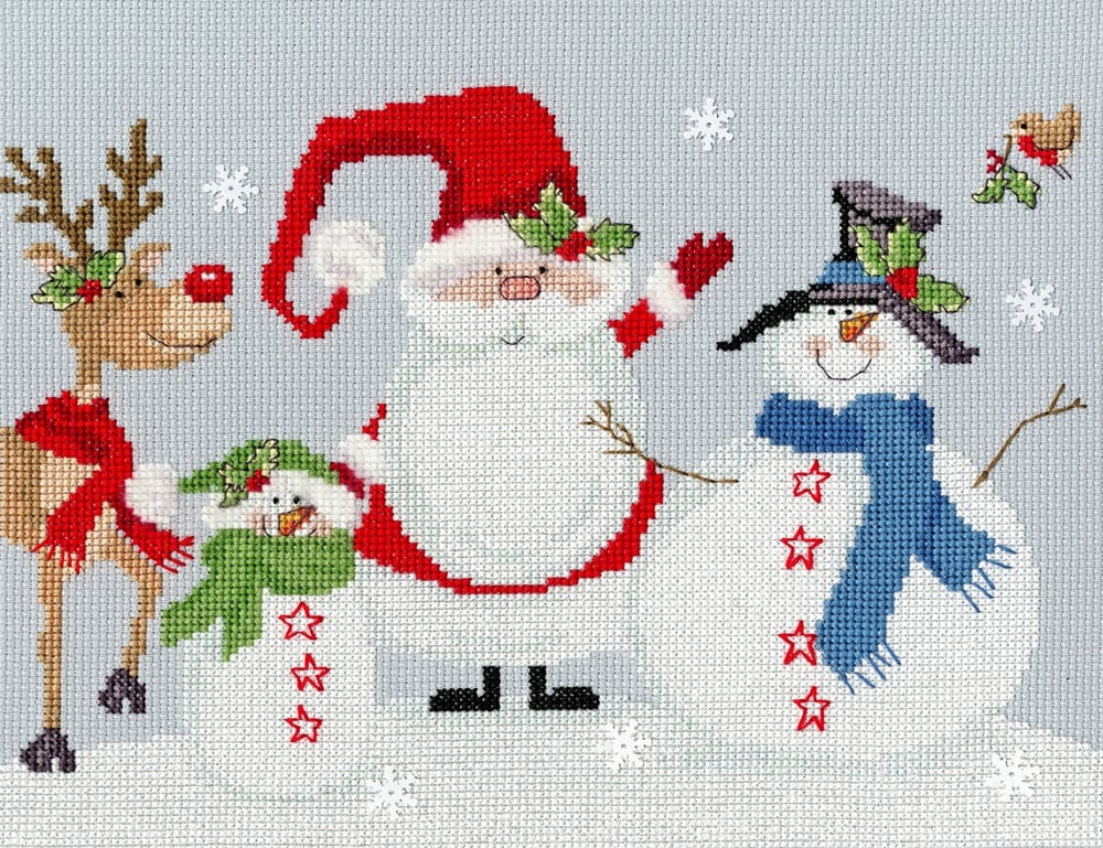 Santa on Scooter Cross Stitch Design kit or chart 