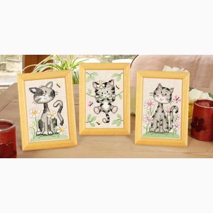 Cats and Flowers - Set of 3