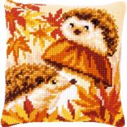 Front Cushion: Hedgehogs on mushroom