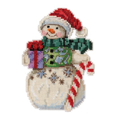 Lot of 2 Tiny Glass Beads/Snowman Bead/Stocking Bead