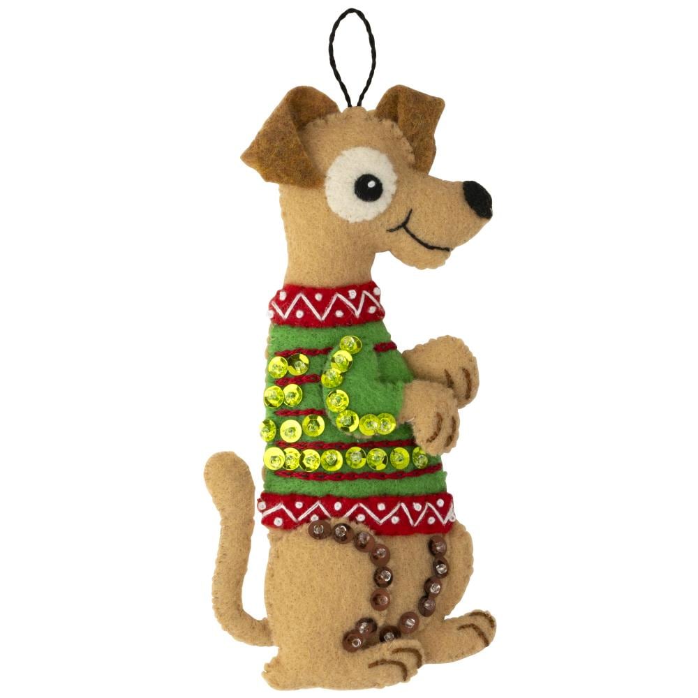 Bucilla Christmas Dogs Felt Applique Ornament Kit Set of 6