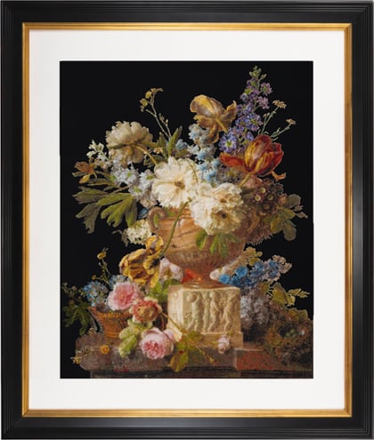 Still Life with Flowers in a Alabaster Vase - Black - Aida
