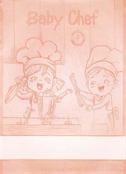 Kitchen towel - Baby Chef - Peach