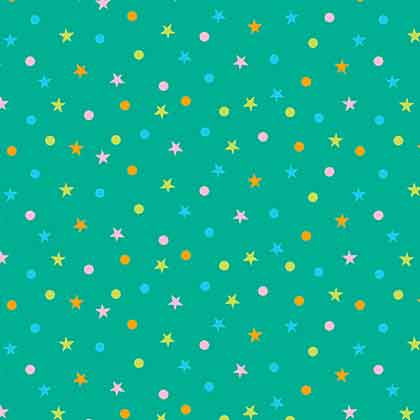 Polka dots and stars (green)