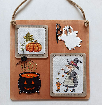 Pumpkin Season Cross-Stitch Kit with Wooden Frame