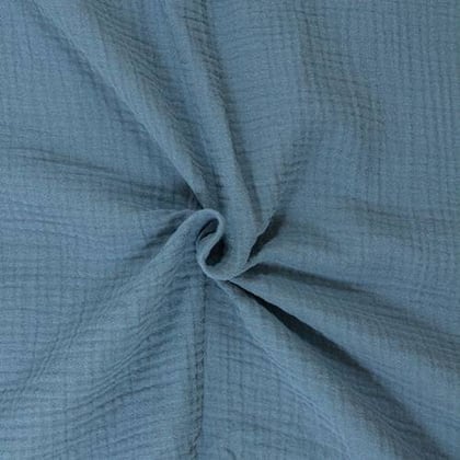 Organic cotton double gauze fabric - Steel Blue