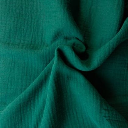 Organic cotton double gauze fabric - Emerald Green