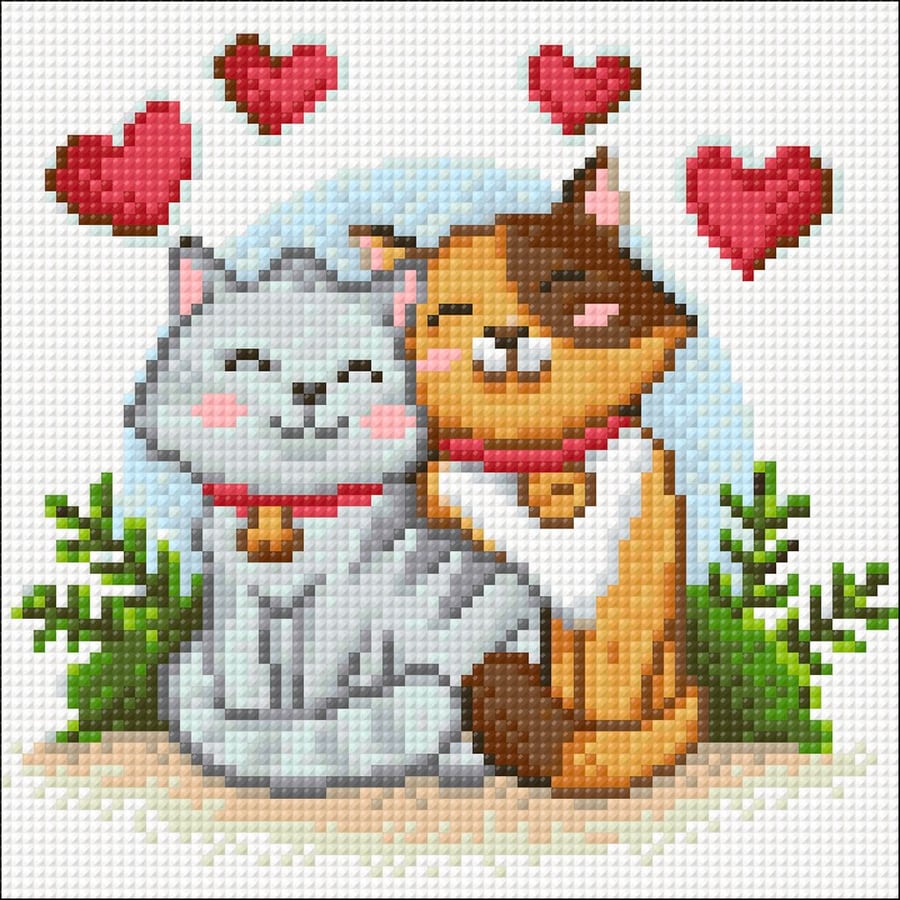 Cross stitch kit Romantic cat