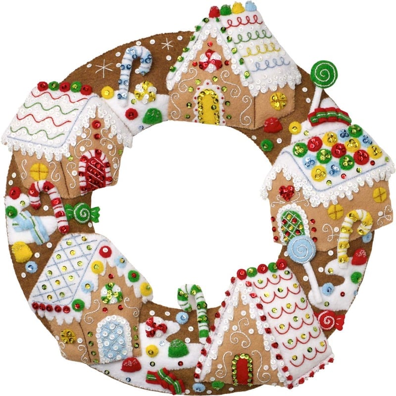 Bucilla Christmas Toys Wreath Felt Applique Kit Multi-Color