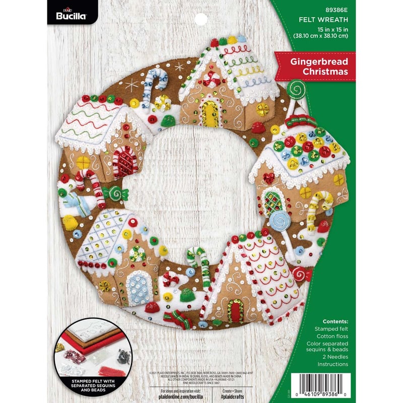 Bucilla 15 Felt Applique Wreath Kit - Holiday Housecats