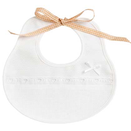 Tartan Baby Bib - Pois 3D Bow - Dove-Grey