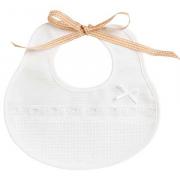 Tartan Baby Bib - Pois 3D Bow - Dove-Grey