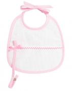 Baby Bib - Pois 3D - Soother Holder - Pink