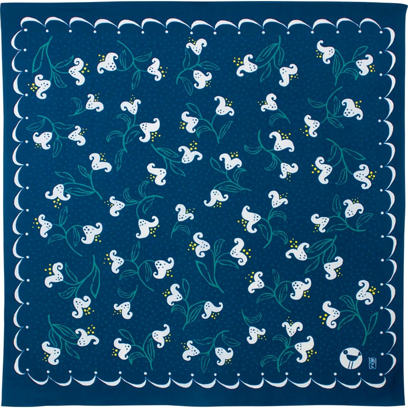 Furoshiki Cloth Camellia cotton fabric made in Japan cotton cloth Navy 