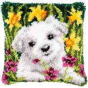 Westie in daffodils