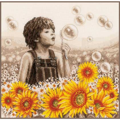 Boy with sunflowers