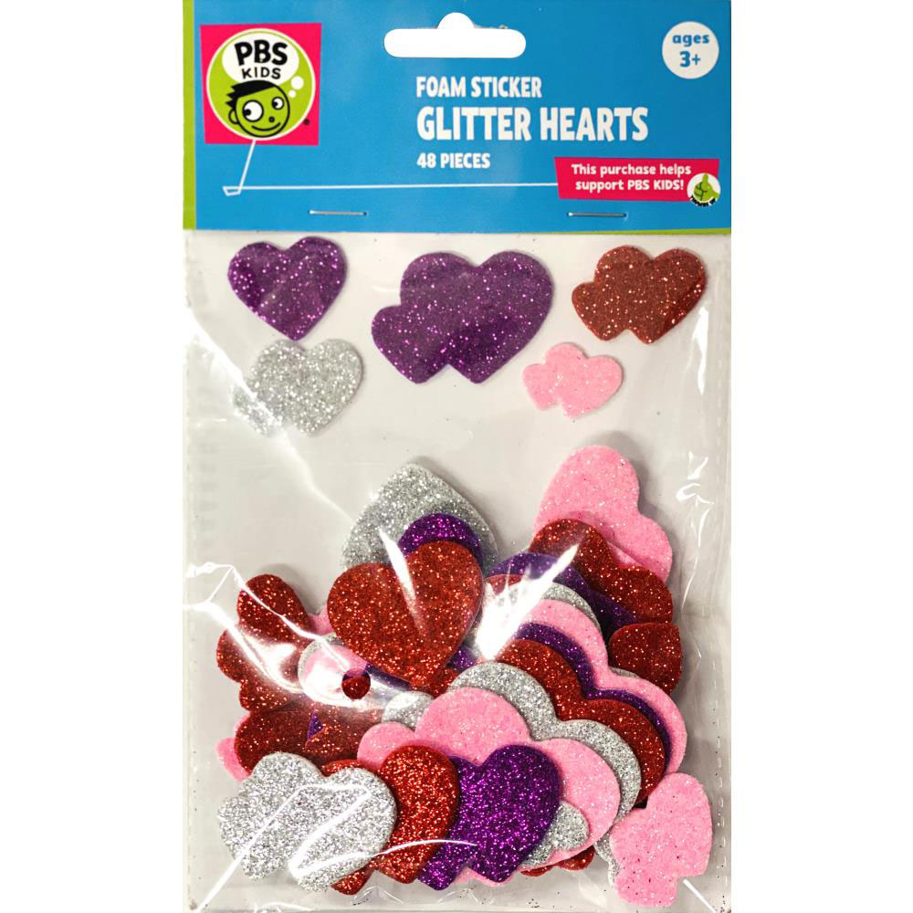 Glitter Foam Stickers - Hearts - Red, Pink and Silver - Pack of 168 -  CE-10087