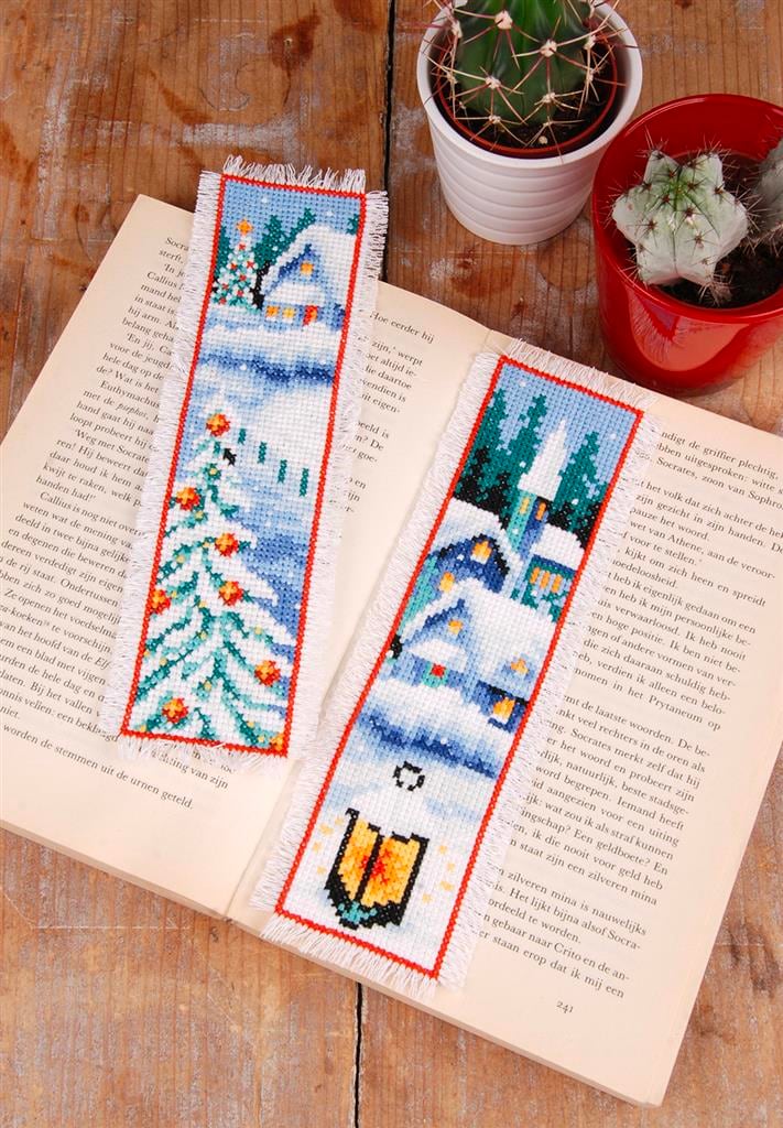 Bookmark - Foxes in bookshelf From Vervaco - Bookmarks - Cross-Stitch Kits  Kits - Casa Cenina