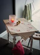 Squared Tablecloth - Snow hare and goldfinch