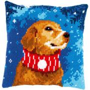 Front Cushion: Dog with scarf