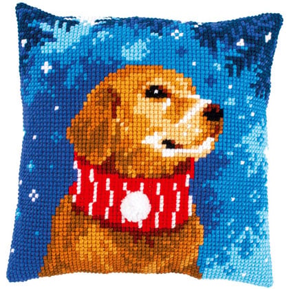 Front Cushion: Dog with scarf