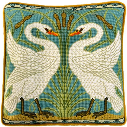 Cushion - Swan, Rush And Iris