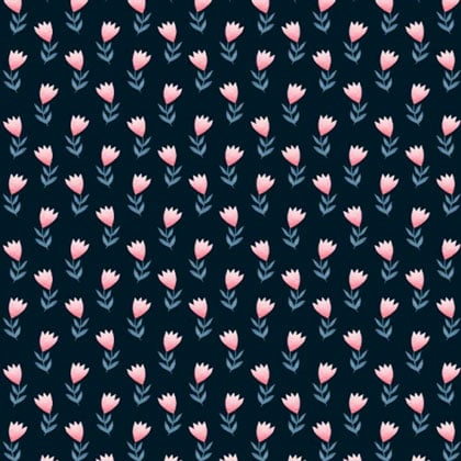 Folk Little Flowers on Blue