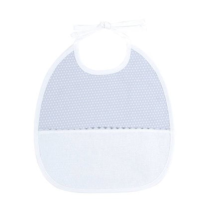 3 Month Embroidery Bib \"Dots\" Grey