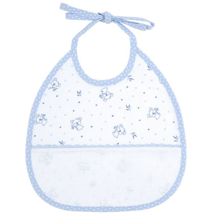 3 Month Embroidery Bib \"Koala\" Blue