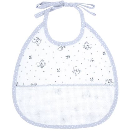 3 Month Embroidery Bib \"Koala\" Grey