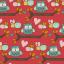 Owls On The Branches on Red