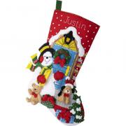 Snowman Deliveries Felt Stocking Applique